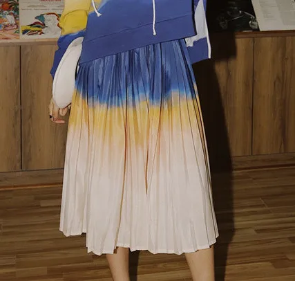 skirt Женские толстовки с градиентным принтом CHEERART, корейский пуловер с капюшоном, белые свободные повседневные толстовки, женские толстовки - Цвет: skirt