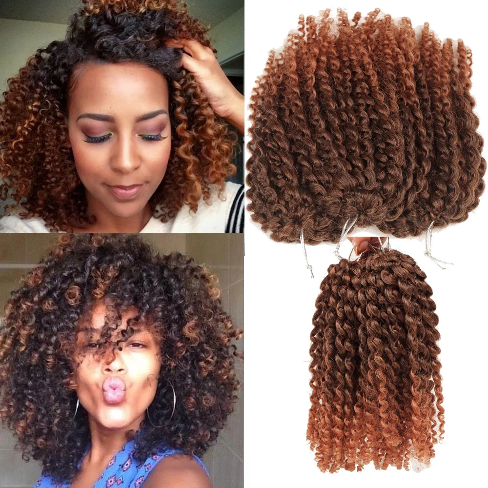 Короткие кудрявые волосы Marley bob 8 дюймов 60 прядей/пакет 90 грамм синтетические