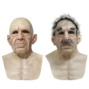 

Halloween Old Grandpa 3D Realistic Wig Mask Headgear Props Surrounding Latex Mask Face Head Decoration