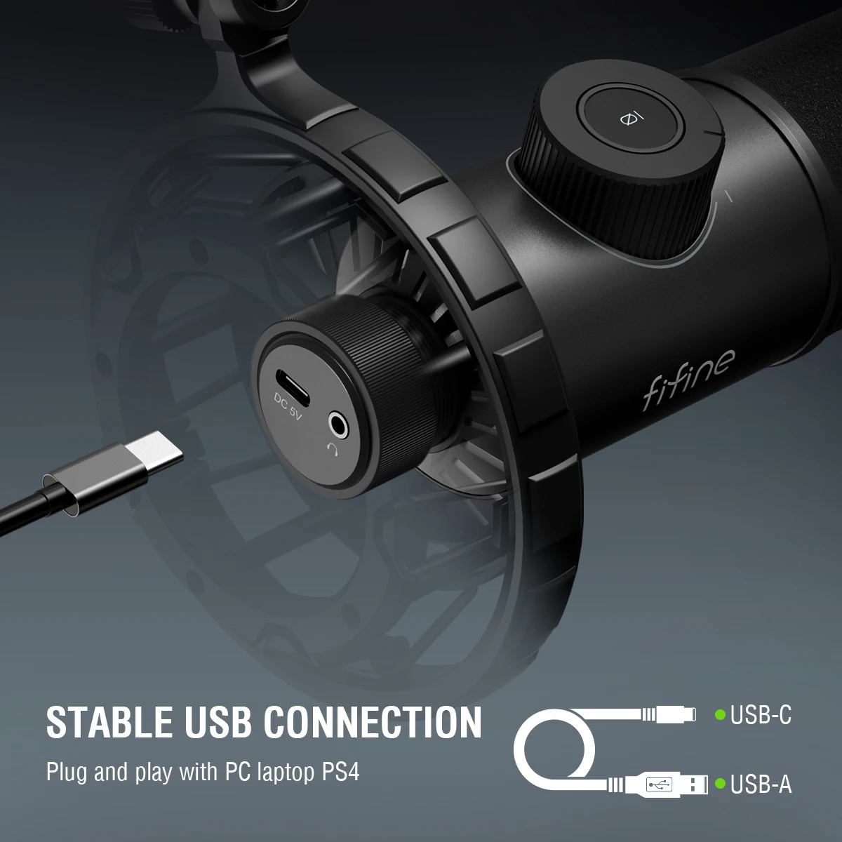 Fifine para Windows Youtube com Botão Fone de Ouvido Usb para Jogos Microfone Dinâmico Portátil Tap-to-mute - Luz Rgb Jack-k658 & - Image 2
