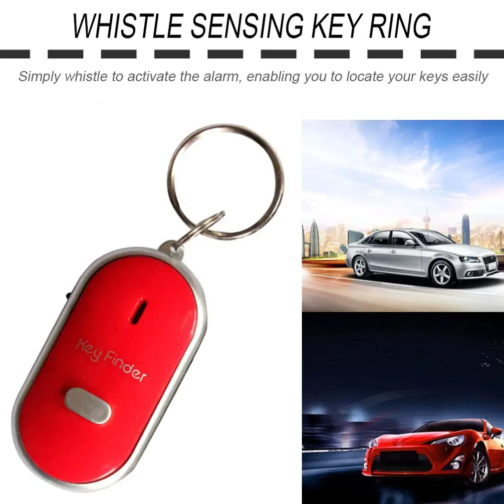 Anti-Lost Key Finder Smart Find Locator Keychain Whistle Beep Sound Control LED Torch Portable Car Key Finder