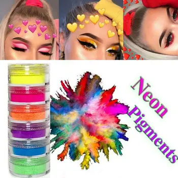 

6 Colors Mixed Neon Powder Eyeshadow Matte Mineral Sequin Nail Powder Shimmer Shiny Eyeshadow Nail Art Cosmetic Makeup TSLM1