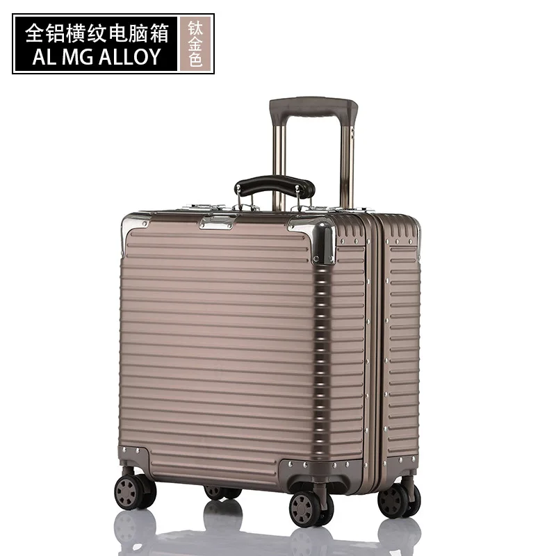 Алюминиевый Магниевый сплав чемодан на колёсиках полностью металлический чемодан для путешествий роскошный бренд бизнес сумки на колесиках - Цвет: gold