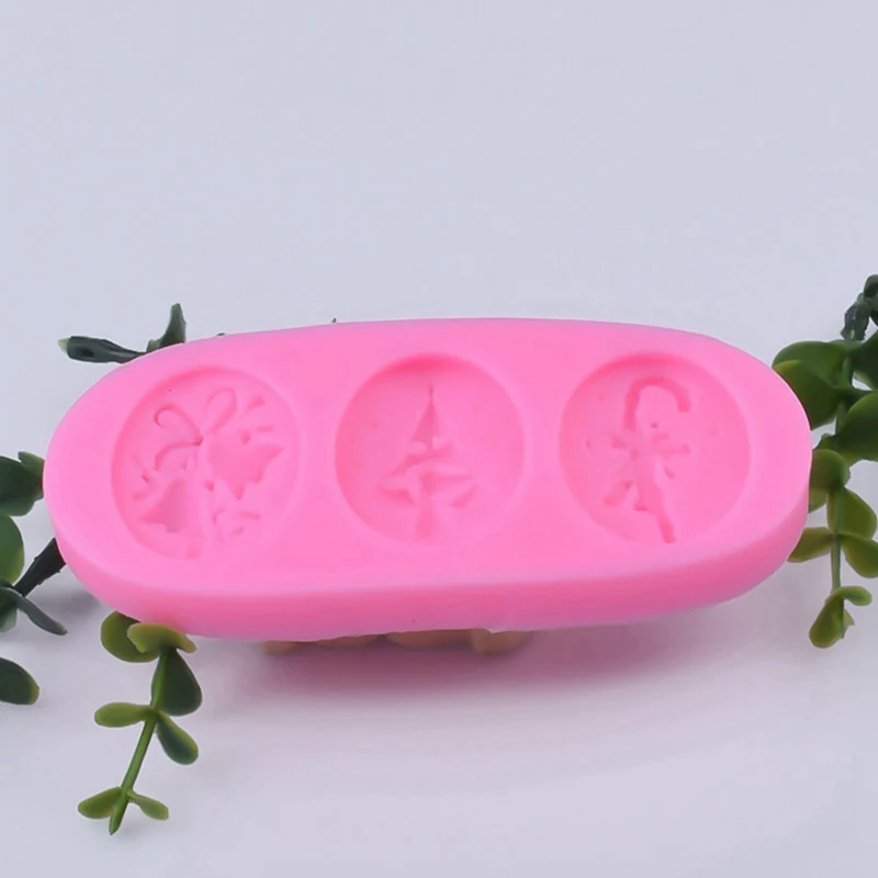 Колокольчик для елки костыли Форма 3D помадка торт мыло в виде кекса для пластилина, силиконовые формы рождественская тема свадебный подарок украшения инструменты