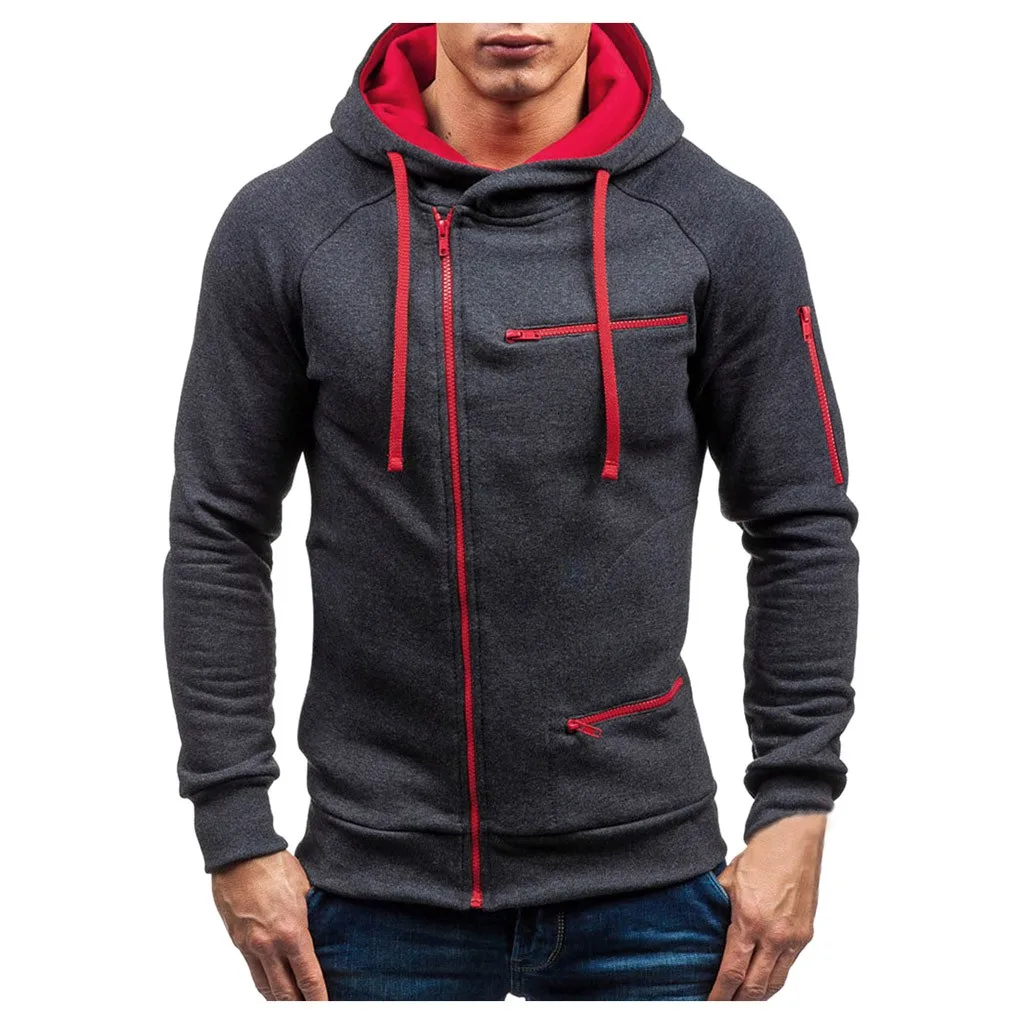 

Men Warm Hoodies Solid Zipper Autumn Winter Sport male Tracksuit sweatshirt Zipper Hoody mens sweatshirts Outwear Coat
