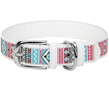 

COLLAR Leather Collar for Dogs Ethno white 25 mm 38 - 49 cm Collar WauDog
