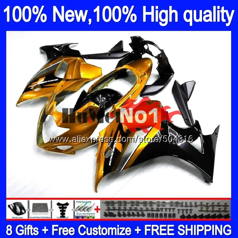 GSXF-650 для SUZUKI GSXF650 08 09 10 2011 2012 2013 24MC. 91 черного и золотого цвета GSX650F GSXF 650 2008 2009 2010 11 12 14 обтекатели