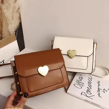 

PinShang Women Fashion Square Shoulder Bag with Loving Heart Zipper PU Satchel