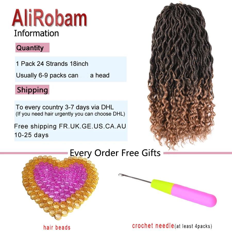 AliRobam 20 дюймов богиня Faux locs Curly вязанные волосы 24 корня/шт Омбре коричневая винно-красная синтетическая оплетка для наращивания волос для женщин