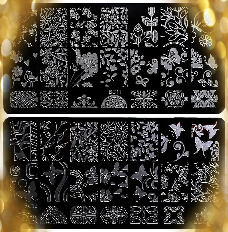 

Nail Art Stamping plates, 2pcs Stainless Steel Image Nail Stamping Plates/ Nail Stamp Template Tools/nail art equipment BC11