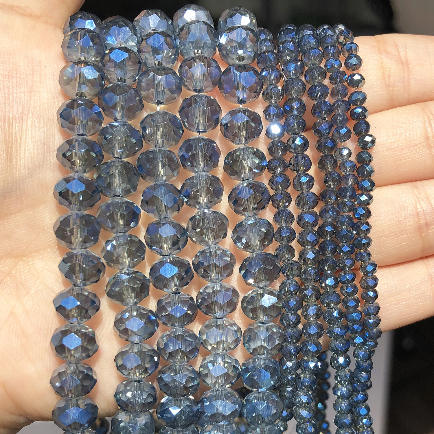 Klare blaue facettierte österreichische Kristallglasperlen 3 4 6 8 mm lose Rondelle-Abstandsperlen für Schmuckherstellung, DIY-Armband, 38,1 cm – Detail 5