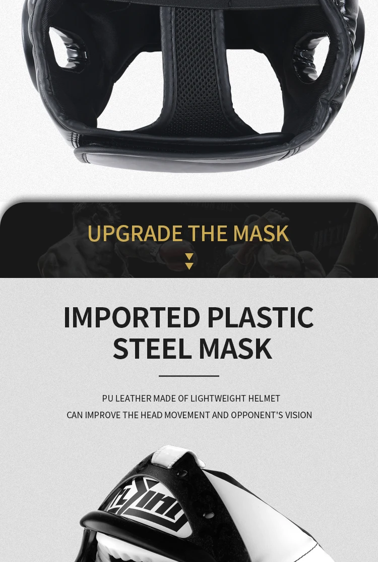 Description Picture 6 of itemGrade PU leather Boxing Helmet Head Protectors Adult Child Professional Competition Headgear MMA Muay Thai Kickboxing Head Guard