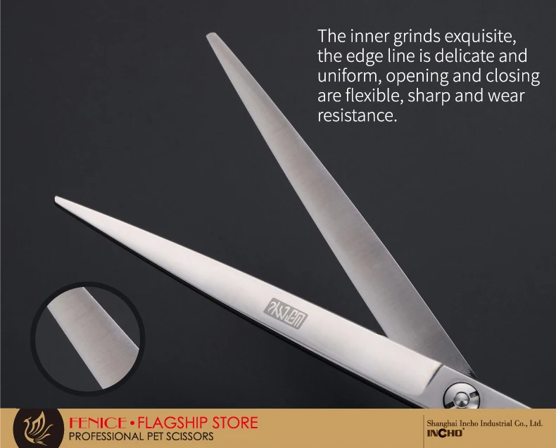 Fenice 7.5 inch Professional Premium Sharp Edge Dog Pet Grooming Scissors Cutting shears kits with Non-slip handle