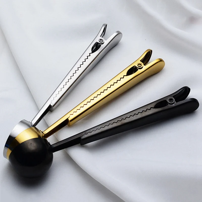 Multifunction Kitchen Supplies Coffee Scoop With Clip Stainless Steel Tea Coffee Measuring Cup Coffee Scoop Spoon