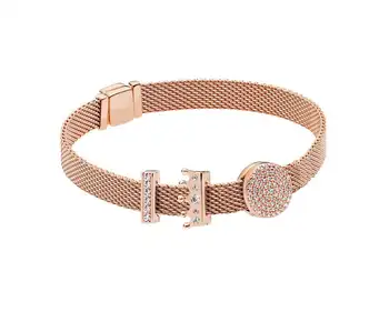 

Quality Original 1:1 100%925 Sterling Silver Rose Gold Clasp Bracelet Free Shipping