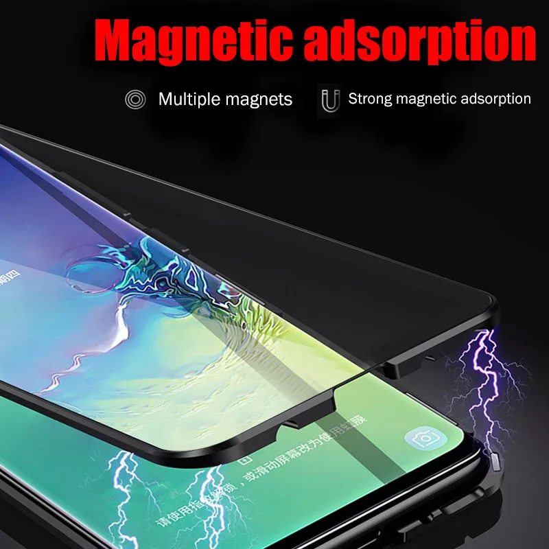 Магнитный двухсторонний стеклянный чехол 360 ° для Samsung Galaxy Note 10 + S10 Plus A20 A30 A50 A70 S10e