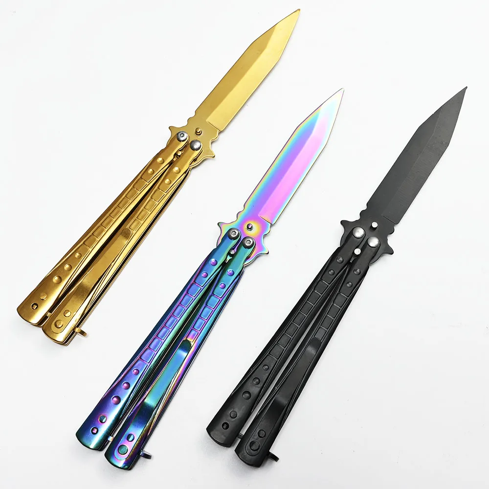 

Outdoor Flip Fan Tools , Dull Unsharp Blade Butterfly in Knifes , Wild Field Karambits Toy For Balisong Lover