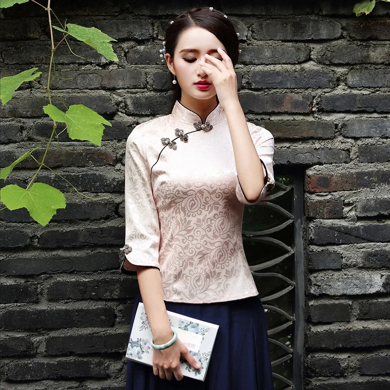 

2020 new autumn daily Tang dress Cheongsam blouse modified fashion retro short women's wear chinese dress traditional