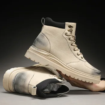 

2020 Autumn Winter Shoes Men Martin Boots Retro High-top Tooling Boots Platform Height Increased Designer Men's Boots