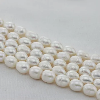 

wholesale 5strands Real 11-12mm rice white pearls strands loose beads women lady jewelry DIY