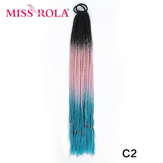 Synthetic Chignon Hair 60cm Hair Color Gradient Dirty Braided Ponytail Women Elastic Hair Rubber Band Hair Accessories Headband C2