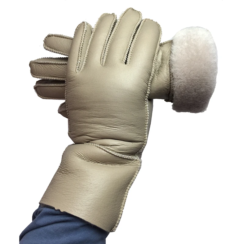 NEW HANDMADE MENS Black REAL SHEARLING SHEEPSKIN MITTENS MITTS GLOVES SIZE XL