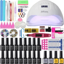 Лампа для ногтей 48 Вт/54 Вт/24 Вт инструмент для дизайна ногтей маникюрный набор 18/10 Цветной Гель-лак для ногтей Удлинительный УФ-гель набор для ногтей электрическая ручка для маникюра