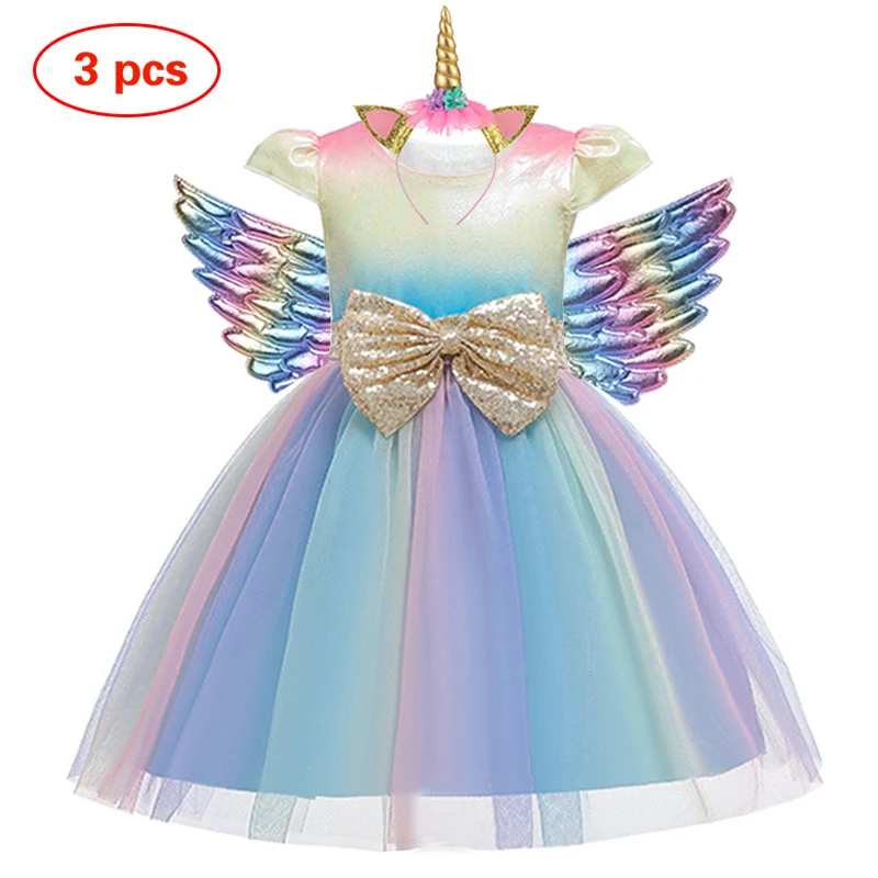 Платье-пачка с единорогом для маленьких девочек; Пастельное Радужное платье принцессы для девочек на день рождения; Детский костюм на Хэллоуин с единорогом для выступлений - Цвет: as picture