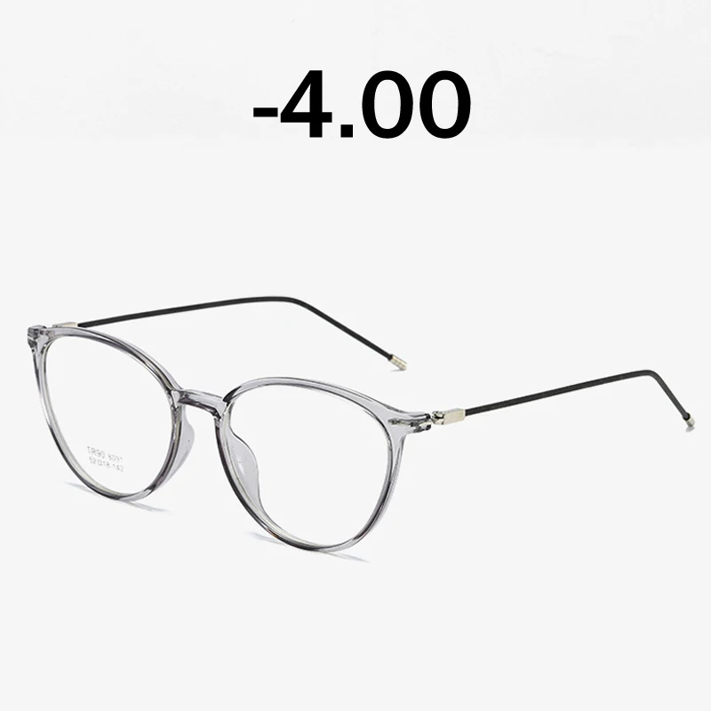 Elbru диоптрий 0-0,5 1,0 1,5 2,0 2,5 3,0 3,5 4,0 4,5 5,0 5,5 6,0, очки для близорукости, на высоком каблуке; Модные прозрачные солнцезащитные очки "кошачий глаз" кадр очки для близоруких - Цвет оправы: Clear Gray -4.00