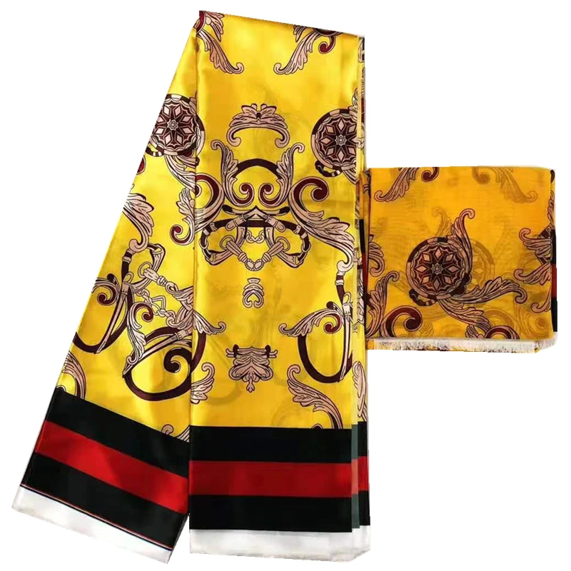 Популярный заменитель шелка Африканский Воск для печати ткань 4+ 2 ярда африканская ткань нигерийская Анкара золото цветные ткани воск для шитья - Цвет: MJ850829s7