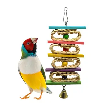 

7Pcs Bird Parrot Swing Chewing Hanging Bell Frosted Stand Mirror Cage Toy Set
