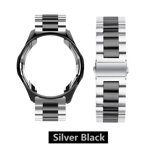 Silver Black Ремешок из нержавеющей стали+ Корпус 20 мм 22 мм ремешок для samsung gear S3 Frontier band Galaxy watch 46 мм 42 мм ТПУ покрытием защитный чехол - Цвет ремешка: Silver Black