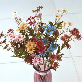 

11Pcs Fake Long Stem Daisy (3 stem/piece) 17.72" Simulation Holland Chrysanthemum for Wedding Home Decorative Artificial Flowers