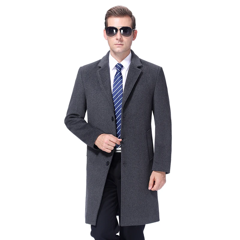 Men Wool Coat Winter Warm Woolen Long Coat Autumn Mens Overcoat Cashmere Coat Peacoat Wool Blend Long Jacket Korea Style