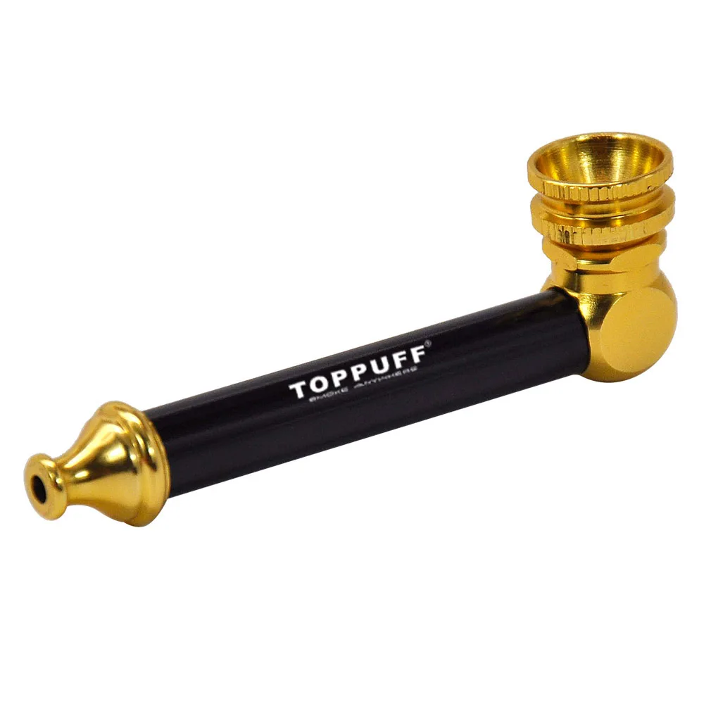 TOPPUFF Mini Metal Tobacco Smoking Pipe With Aluminum Bowl Classic Cool Metal Tobacco Smoke