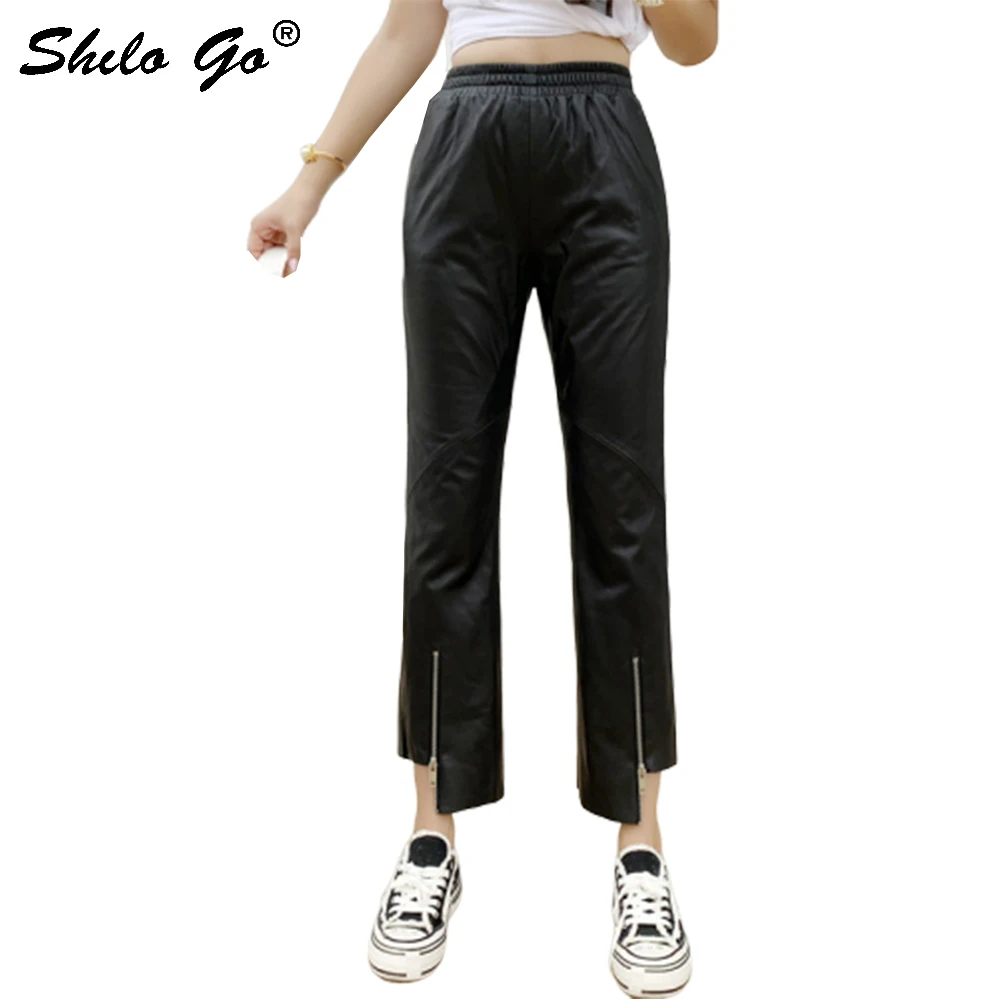 Lederen Broek Zwarte Hoge Taille Ritssluiting Detail Asymmetrie Kleine Flare Broek Vrouwen Herfst Winter Solid Schapenvacht Broek Lederen Broek Zwarte Hoge Taille Ritssluiting Detail Asymmetrie Kleine Flare Broek Vrouwen Herfst Winter Solid Schapenvacht Broek