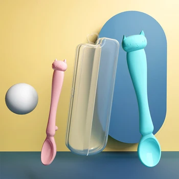 

2pcs/lot Children Food Silicone Soft Spoon Infant Feeding Spoon Tableware Kids Eating Training Spoon