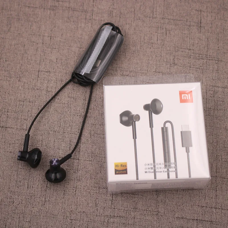 Xiaomi Hybrid DC Earphone Mi Dual Driver Type C Plug Half In-Ear Headsets With Mic Wired Control For Samsung Huawei Smartphone bluetooth earbuds Earphones & Headphones