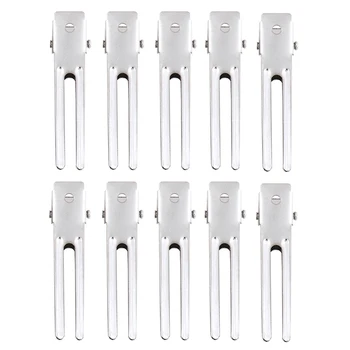 

10 Pcs 46mm Double Prong Alligator Hair Clips Flat Metal Boutique Hairpins With No Teeth For DIY Hair Styling Accessory