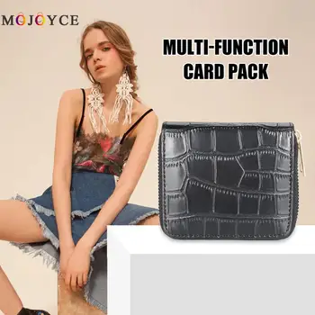 

Money Card Bag Unisex Multi-function Solid PU Leather Short Clutch Wallet Women Men Small Zipper Buckle Purse Black