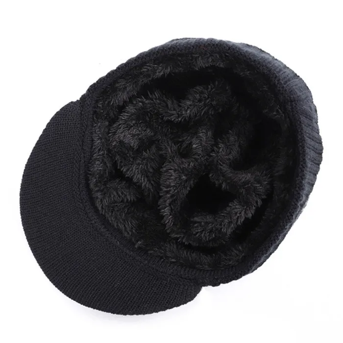 Новинка, Мужская зимняя теплая шапка, вязаная шапка с флисовой подкладкой, мягкая дышащая шапка с петлями для шарфа XD88