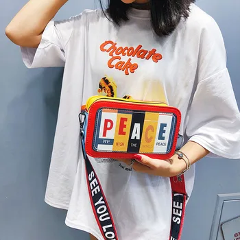 

Ins 2020 New Women Shoulder Bags Fashion Letter Print Small Shape Bag PU Crossbody Bags Lady Mini Purses Handbag Evening Bag Box