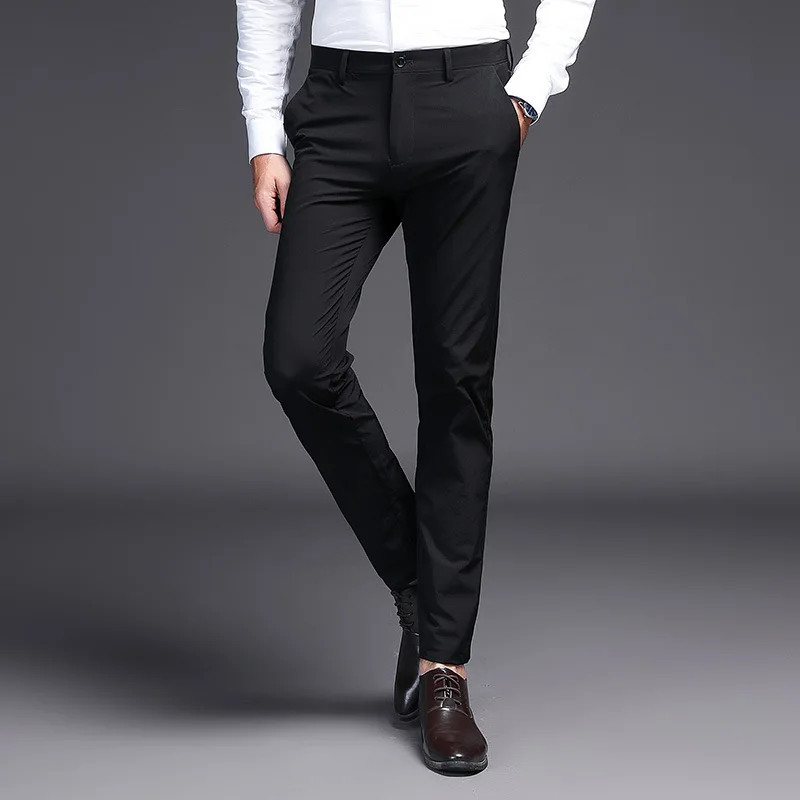 DAVYDAISY Новое поступление мужские на сезон осень-весна брюки деловые повседневные штаны для стройных Fit прямые стрейч черные брюки DT105