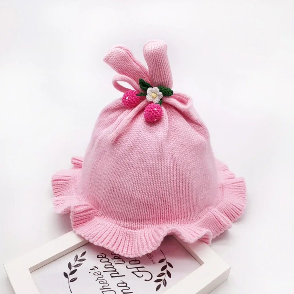Pink Thick Baby Girls Basin Cap Winter Fashion Casual Boys Bucket Hat Ruched Children Fisherman Hat Kids Girl Windproof Sunhat Caps - Цвет: Pink