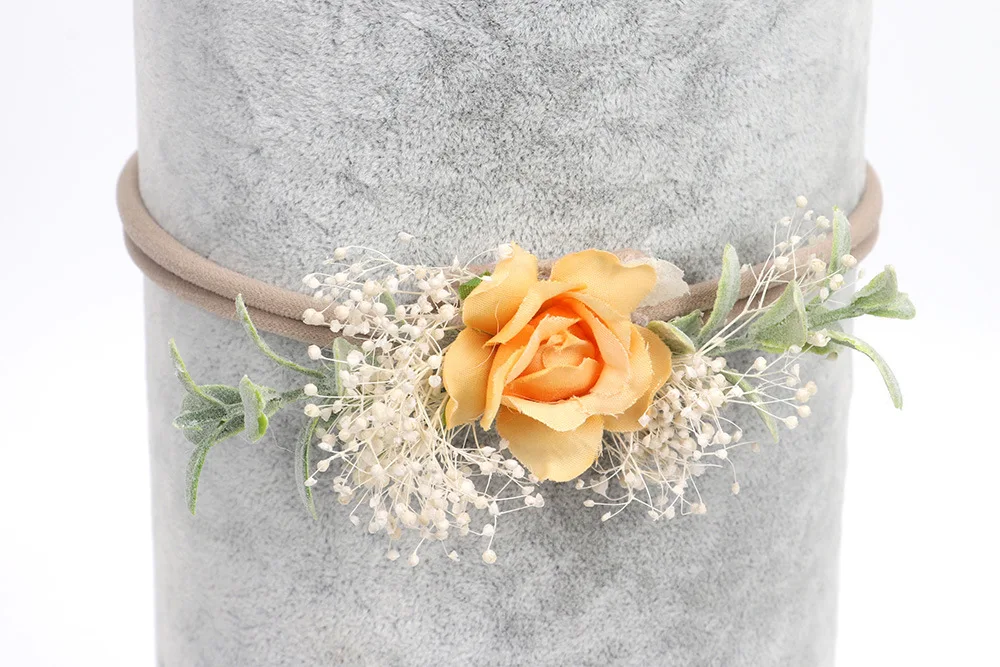 Искусственная Цветочная эластичная повязка на голову для маленьких девочек, нейлоновая лента, повязка на голову для новорожденных, подарок на день рождения, головной убор
