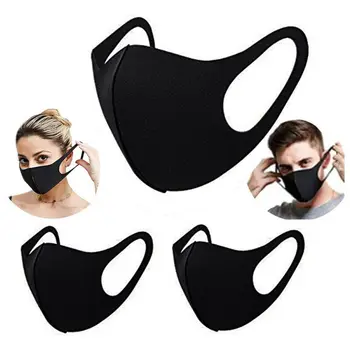 

Breathable Black Mouth Mask Unisex Sponge Face Mask Reusable Washable Anti Pollution Face Shield Windproof Dust Mouth Cover