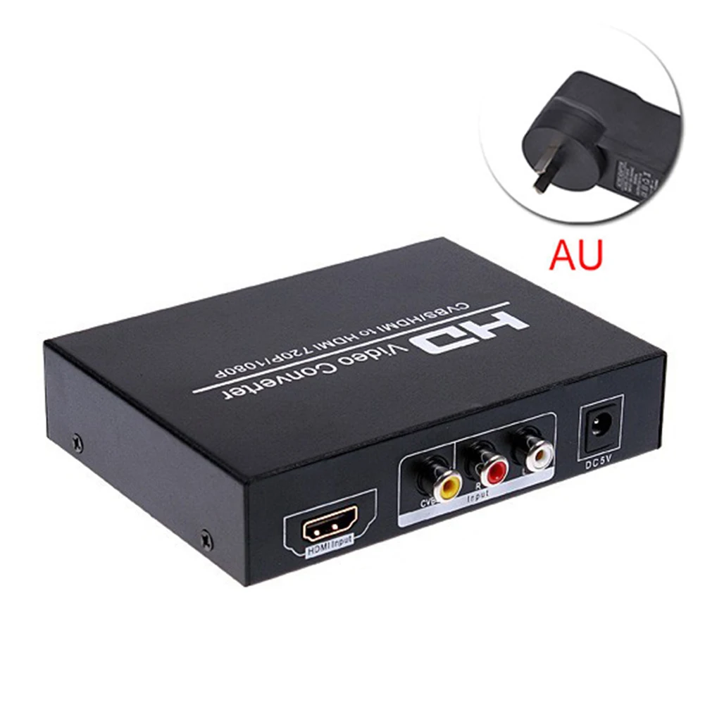 AU Plug Видео конвертер CVBS AV HDMI в HDMI 1080P 720P конвертер 3,5 мм аудио интерфейс с адаптером питания для игровой консоли - Цвет: AU Plug
