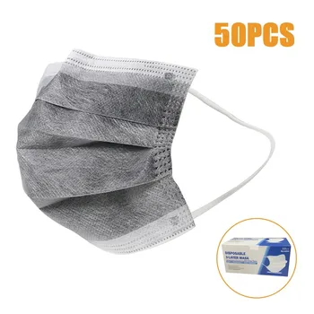 

Face Mask Casual Gray Disposal Mask Soft Mouth Cover Dustproof Windproof 3 Layer Filter Protection Mask Adult Unisex Masks 50PCs