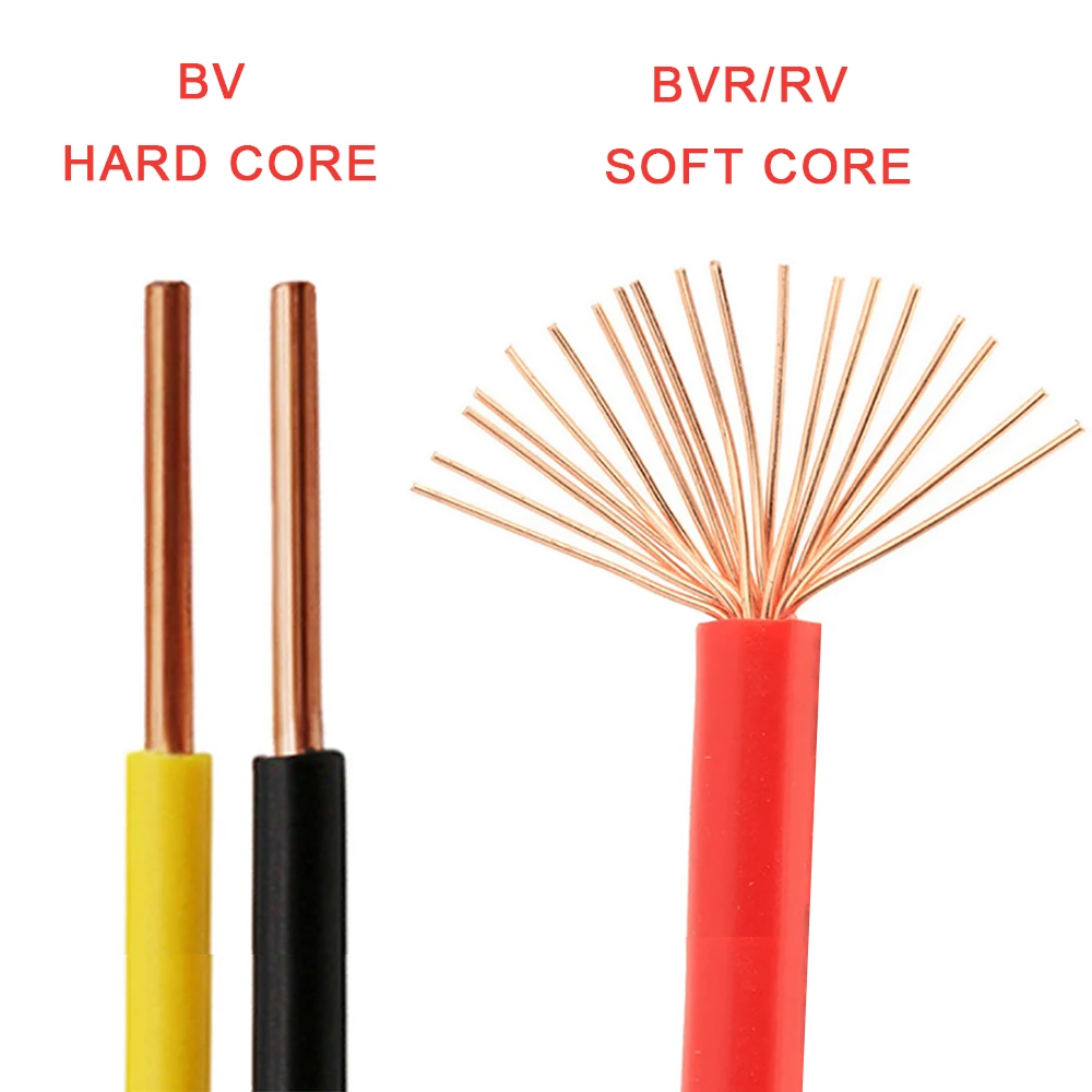 5MeterHardFlexibleSoftElectricWirePureCopperSingleCore