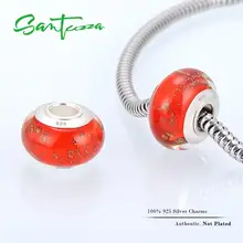 SANTUZZA Серебряный Шарм Красочные Бусины Шарм подходит для браслета браслет сделай сам изготовление Аутентичные 925 пробы серебряные женские ювелирные изделия